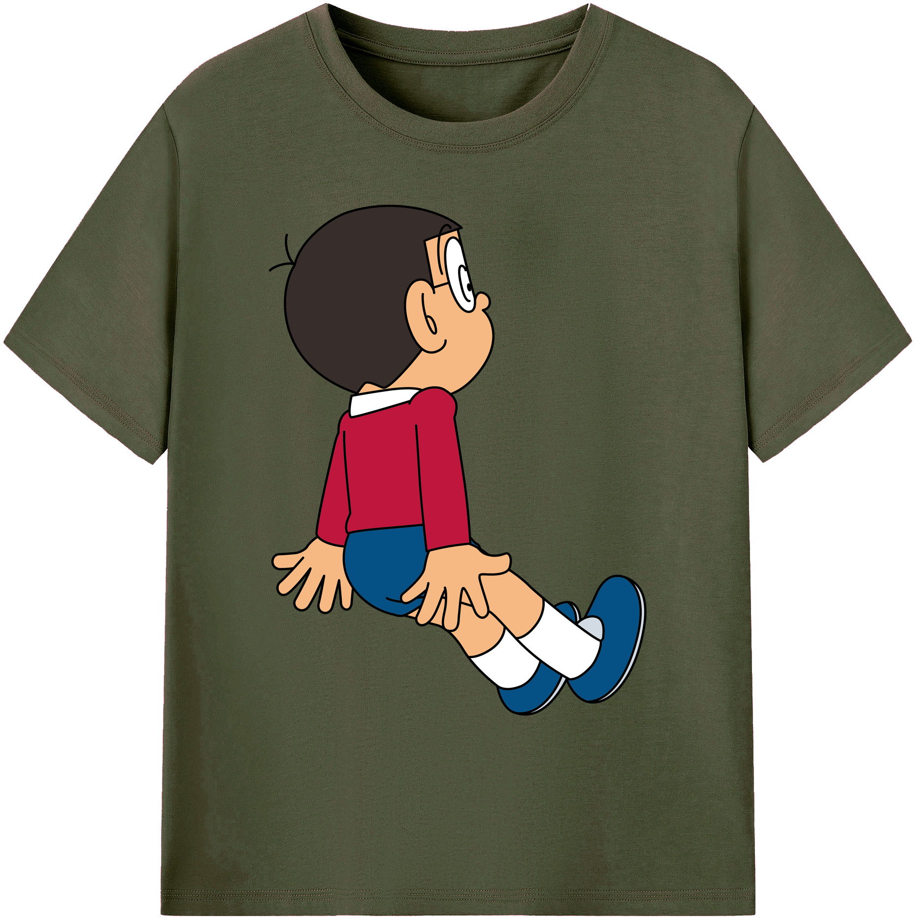 （画像用） ドラえもん 野比 のび太 Doraemon Nobita Nobi 綿100％ メンズ半袖Tシャツ｜肌触りやわらか＆通気性